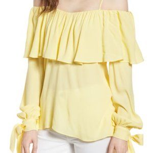 Off The Shoulder Tie Sleeve Ruffle Top